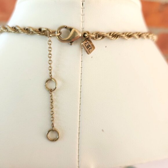 Banana Republic Signed Vintage-Style Gold-Tone Necklace w/Clear Rhinestone Accen - Picture 6 of 7